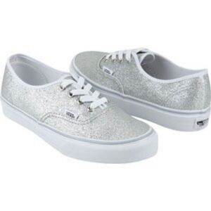 Silver sparkle Vans, women's size 8